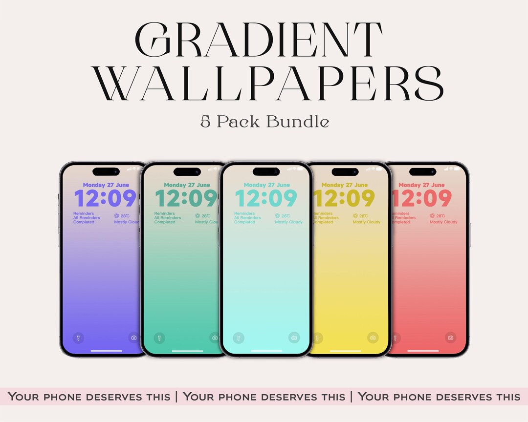 Colorful Gradient Phone Wallpapers Bundle – 5 Bright Aesthetic iPhone