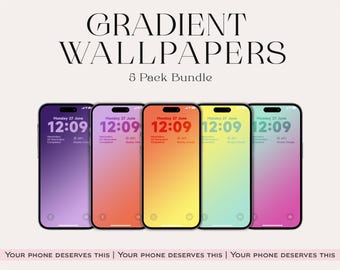 Gradient iPhone Wallpaper | Minimalist Ombre Lock Screen (5 Pack Digital Download)