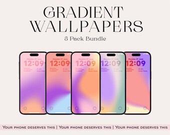 Ensemble de papiers peints dégradés pour iPhone, écran de verrouillage iOS abstrait (téléchargement numérique)