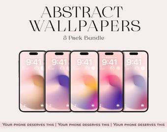 Set of 5 abstract wallpapers, iOS 26 compatable, minimal lockscreen pinky purple