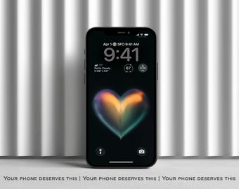 Aura Heart Phone Wallpaper Pack: Minimalist Y2K Backgrounds (Digital Download)