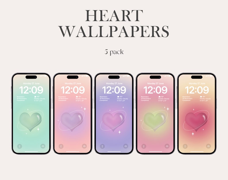 Crystal Heart iPhone Wallpapers Gradient Wallpapers Ios 16 Etsy