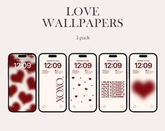 Hearts iPhone Wallpaper: Valentines Day, Affirmations (Digital Download)