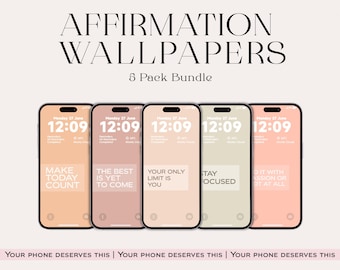 Peach Aesthetic Affirmation iPhone Wallpapers – 5-Pack (Digital Download)