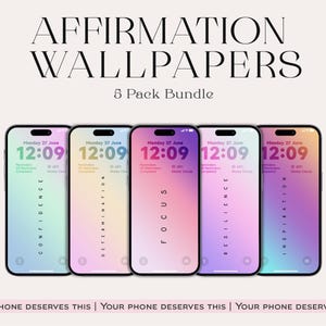 Gradient Affirmation Wallpapers iPhone Bundle – Confidence, Focus, Motivation | Digital Download Phone Backgrounds
