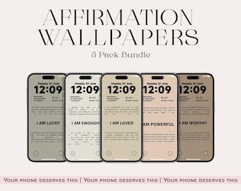 Papier peint Affirmation pour iPhone : amour de soi et équilibre, lot de 5 (téléchargement numérique)