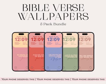 Bible Verse Phone Wallpaper Bundle, Christian Phone Backgrounds, Scripture Wallpaper Pack, Faith Inspired Digital Download