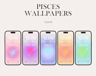 Pisces Zodiac Phone Wallpapers: Minimal Aura Art (Digital Download)