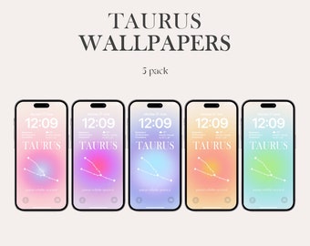 Taurus Zodiac Aura Phone Wallpapers: Minimalist Abstract Lockscreen (Digital Download)