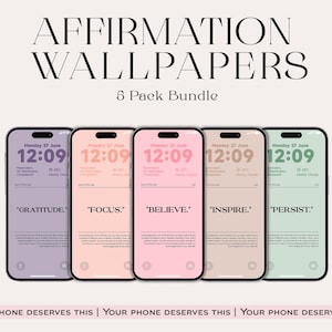 毎日の肯定的なスマホ壁紙：ミニマリストのモチベーション名言集（デジタルダウンロード）