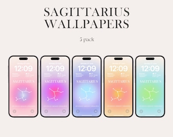 Fonds d'écran pour téléphone Aura de la constellation du Sagittaire, écran de verrouillage minimaliste (téléchargement numérique)