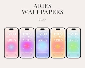 Aries Zodiac Phone Wallpapers: Aura Abstract Art (Digital Download)