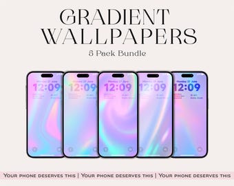 Holographic Phone Wallpaper: Iridescent Abstract Art (Digital Download, 5 JPGs)