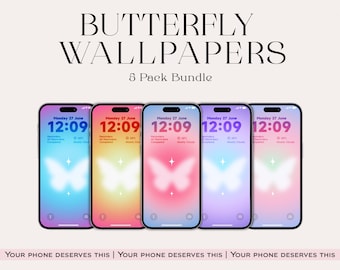 Butterfly Aura iPhone Wallpaper - Spiritual Glow Backgrounds (Digital Download)