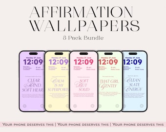 Affirmation esthétique papier peint de téléphone | Écran de verrouillage de citation positive (téléchargement numérique)