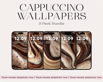 Сappuccino Texture Phone Wallpaper, Coffee iPhone Wallpaper - Instant Digital download