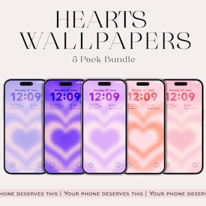 Romantic Heart Gradient Wallpapers – Aesthetic Phone Backgrounds for iPhone, Samsung Galaxy, Google Pixel, OnePlus – Digital Pack y2k