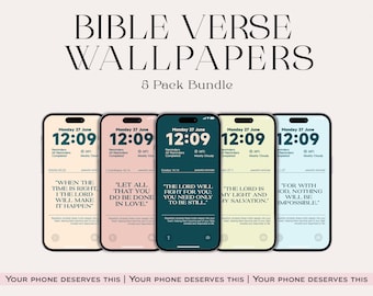 Christian Phone Wallpaper: Bible Verse Pastel Lock Screen (Digital Download