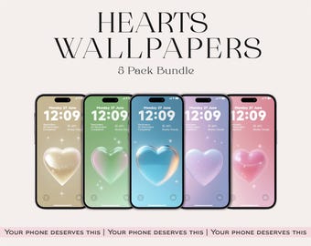 Crystal Heart iPhone Wallpapers, Gradient Aura, Y2K (Digital Download)
