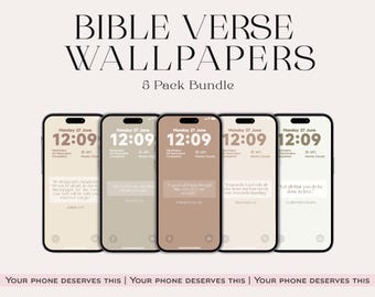Beige Gradient Bible Verse iPhone Wallpaper: Christian Lock Screen (Digital Download)