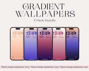 Gradient iPhone Wallpaper | Minimalist Ombre Lock Screen (5 Pack Digital Download)