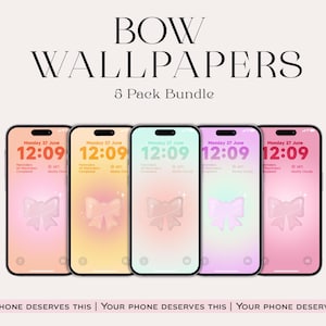 Bow Aura Phone Wallpapers - 5 Kokette ästhetische Hintergründe (Digitaler Download)