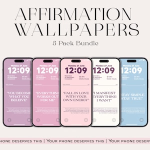 Affirmation Wallpaper iPhone: Pink Self Love, Motivation Quotes (Digital Download)
