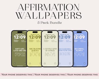 Feminine Affirmation iPhone Wallpapers, Calm Minimalist Lock Screen Pack (Digital Download)