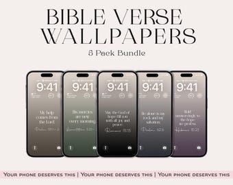 Hope Bible Verse Phone Wallpaper Pack, Christian Wallpaper Set, Faith iPhone Backgrounds, Scripture Phone Wallpaper, 5 Pack