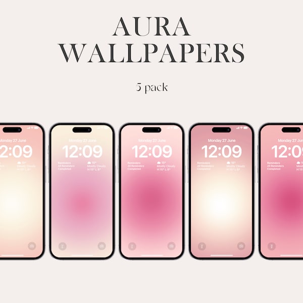 Aura pink iPhone wallpapers, iOS 16, Aesthetic Wallpaper, iPhone 15 pro, lockscreen, minimal, abstract lockscreen, instant download, girly
