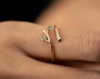 Ivy Ring for Women, Christmas Gift for Her, Handmade Jewelry, Green Leaf Ring, Minimalist Jewellery, Birthday Gift