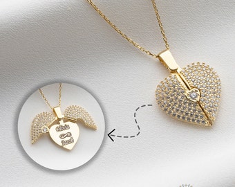 Gepersonaliseerde Hart Naamketting ,925K Sterling Zilver, Aangepaste Naamketting, Medaillon Naamketting, Beste Vriend Cadeau Voor Haar.