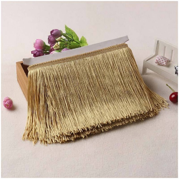 10cm 15cm 20cm 30cm Gold Tassel Fringe Trim Sewing Edging Craft Lampshade Gatsby Dress Dance Bag Home Decor