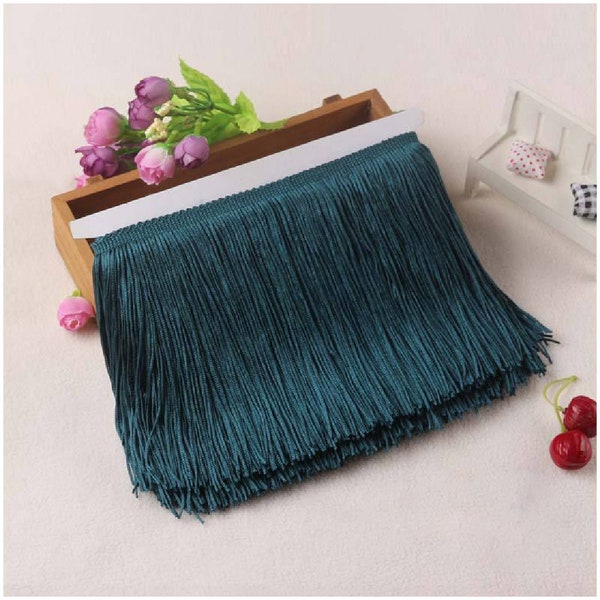 10cm 15cm 20cm 30cm Teal Tassel Fringe Trim Sewing Edging Craft Lampshade Gatsby Dress Dance Bag Home Decor