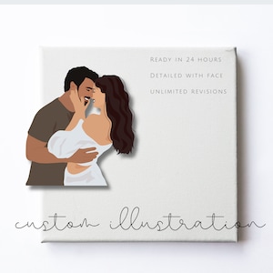 Su retrato de pareja - Retrato digital personalizado a partir de una foto Ilustración personalizada Regalo de ilustración Regalo de San Valentín