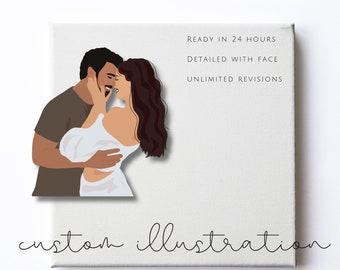 Dein Paarportrait - Personalisiertes Digitales  Portrait vom Foto personalisierte Illustration Illustration Geschenk Valentinstag geschenk