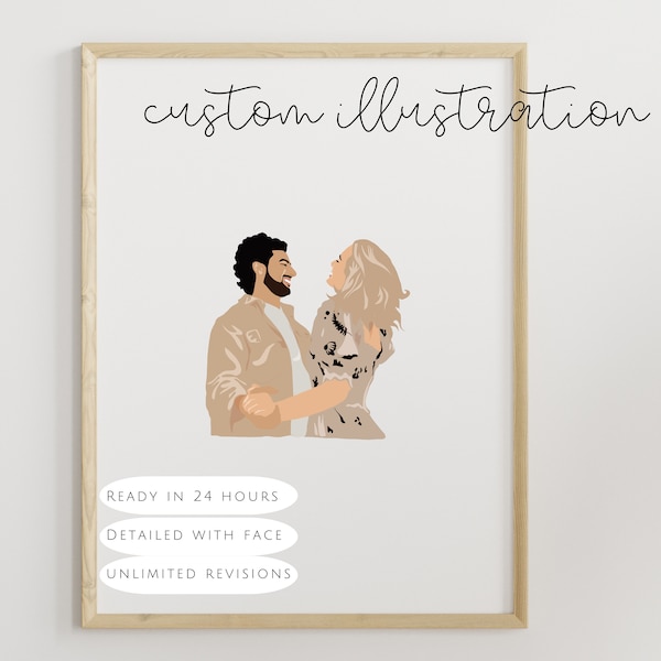 Dein Paarportrait - Personalisiertes Digitales  Portrait vom Foto personalisierte Illustration Illustration Geschenk hochzeitstag geschenk