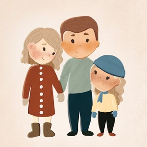 Familienportrait  Personalisiert - Portrait Geschenk für Geschwister beste Freunde Familie Personalisierte Illustration Valentinsgeschenk