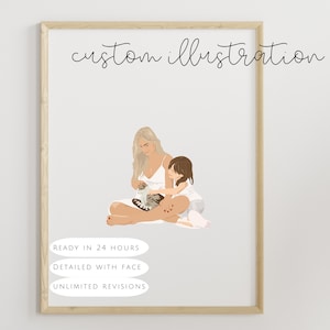 Digital Custom Mother's Day Portrait from Photo – Unique Gift for Mom