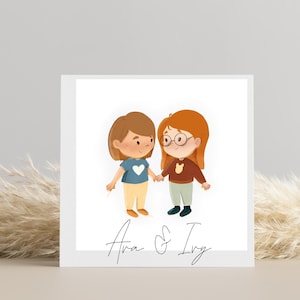 Ritratto di famiglia personalizzato Regalo ritratto per fratelli migliori amici Illustrazione personalizzata di famiglia Regalo di San Valentino immagine 5