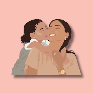 Dein Familienportrait - Digitales personalisiertes Portrait vom Foto  Illustration personalisierte Paare Familie  Muttertag Jahrestag