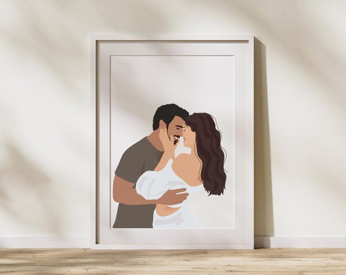 Personalized Flat Portrait, Couple & Family Artwork Gift, Instant Download