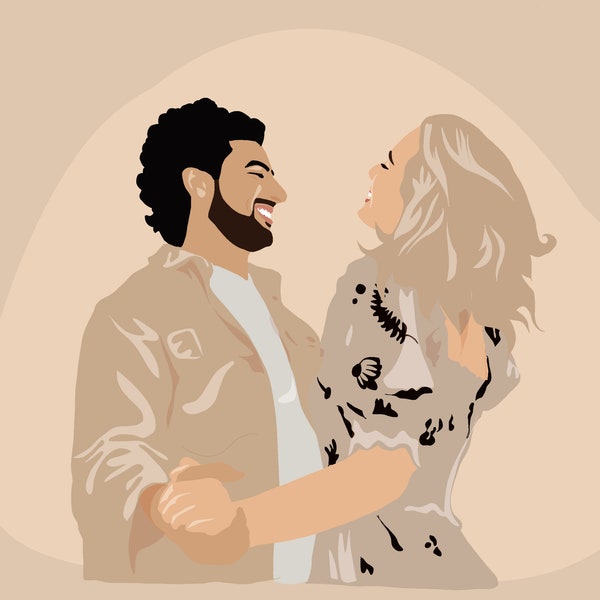 Personalisiertes digitales Portrait vom Foto  Handgezeichnete Illustration  Geschenk Hochzeit Partner Freundin Freund Geburtstagsgeschenk