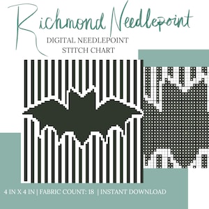 Black Halloween Bat Digital Needlepoint Chart