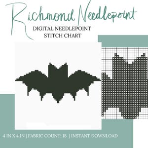 Halloween Bat Needlepoint Stitch Chart