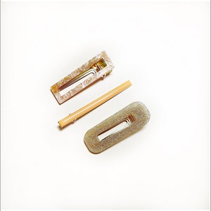 Hair Clips (3-piece Gold Set)-Fashion Hair Clips-Resin Hair Clips