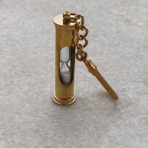 Brass Sand Timer Keychain | Mini Hourglass Key Ring |Nautical Gift | Pocket Sand Clock