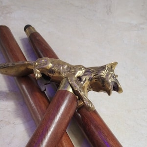 Wooden Walking Cane | Brass Fox Handle | 3 Fold Brown Stick for Men & Women