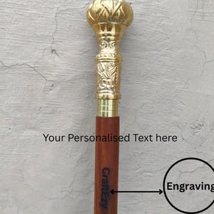 Personalized walking Stick-Wooden Cane-Brass Handle-Three Fold-Brown Color-Use For Gift & Travels