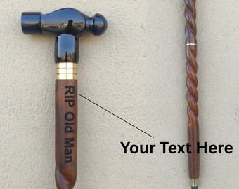 Personalized Wooden Walking Cane,Engraving Stick,Spiral Design | 3-Fold Bro, Use for Gift,Festival